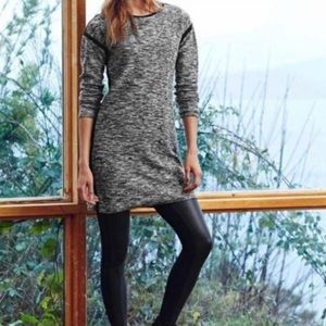 Athleta Retreat Marled Knit Grey Black Long Sleeve Sweater Tunic Dress XSP
